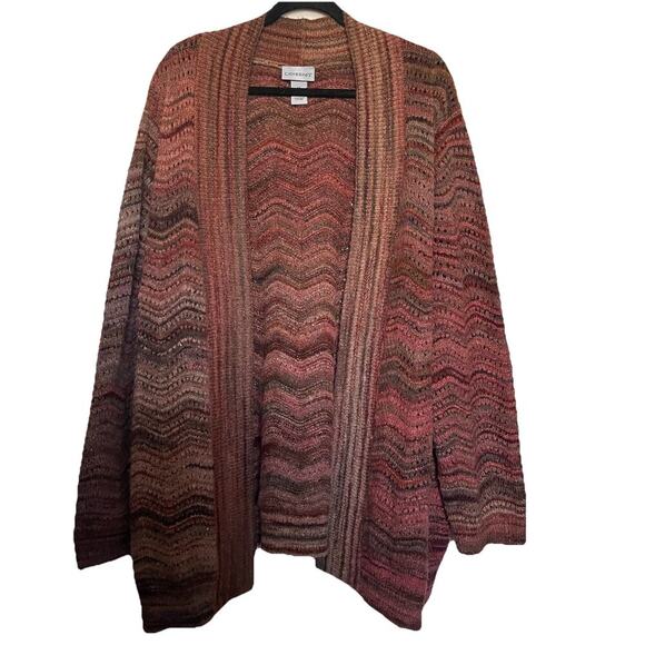 Catherines Loose Knit Chunky Open Front Cardigan Size 3X Boho Hippie - Picture 1 of 5